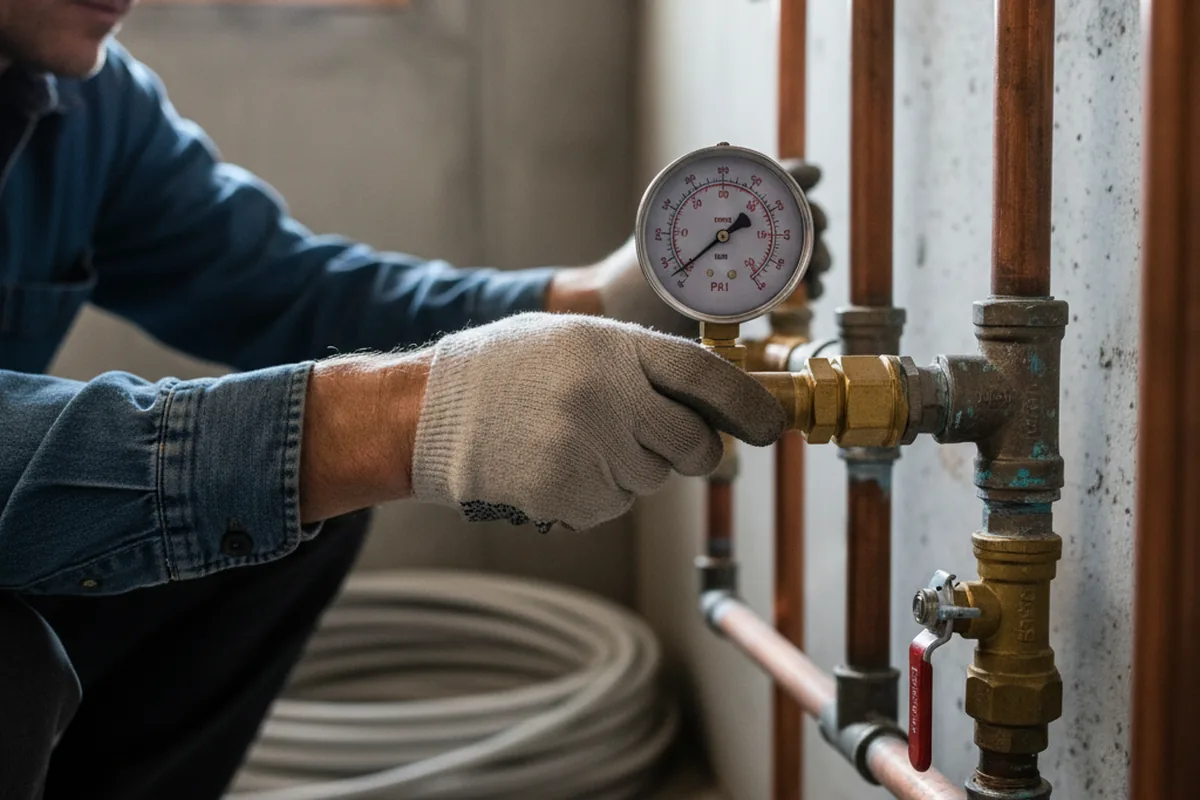 Pressure testing a repaired line during Water Line Repair in Tyner